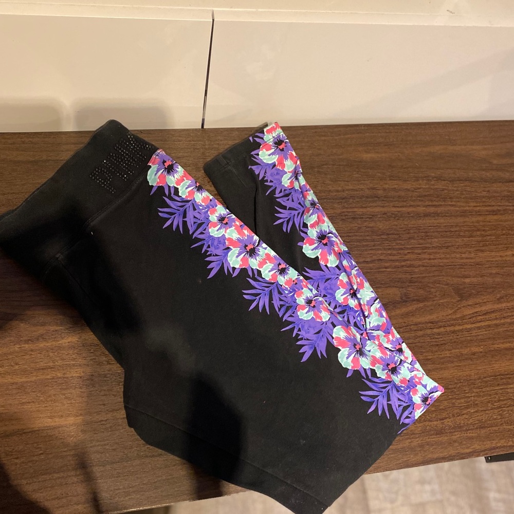 Pink Leggings with floral side